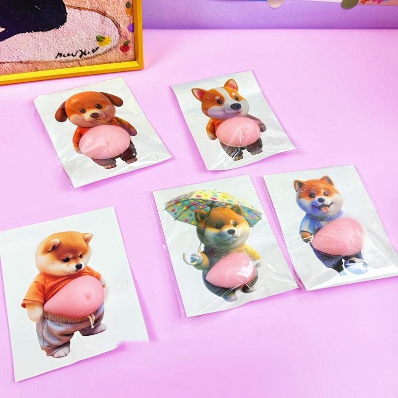 2Pcs 3D Belly Pinching Stickers Creative Cartoon Anti-Collision Car Decoration Stickers Pp Butt Sticker Shiba Inu Dog Decoration