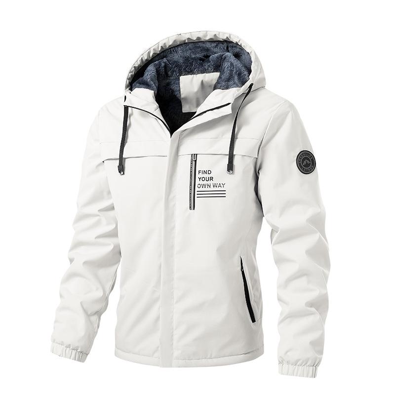 Модная хлопковая куртка с капюшоном для мужчин и пар на осень/зиму — теплая, на бархатной подкладке, утолщенная, повседневная.