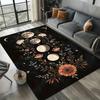 Mysterious Moon and Flower Print Carpet, Non-slip, Vibrant Floral Design Floor Mat for Home Living Room Decoration