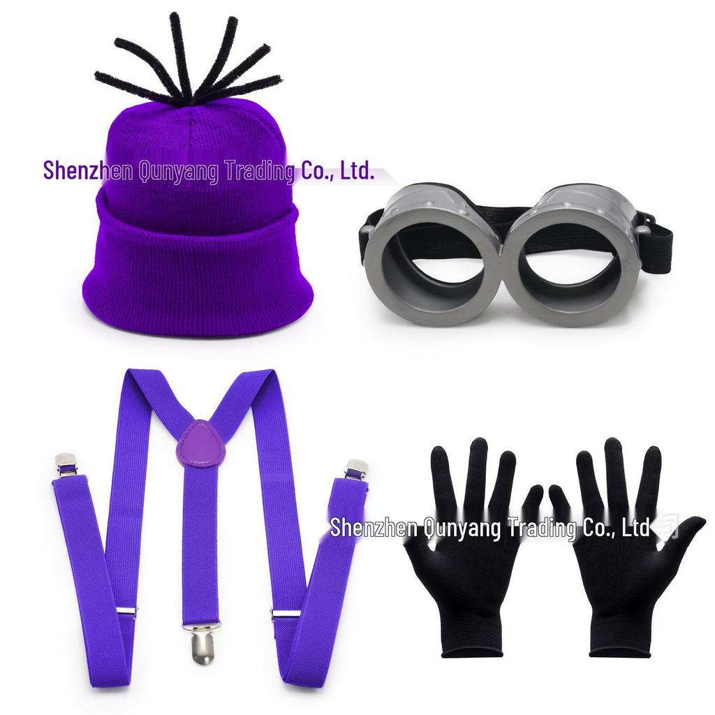 Вязаный набор шапка и перчатки в стиле Миньонов с очками и сетчатой юбкой, аксессуары для костюма