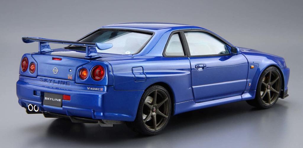 AOSHIMA The Model Car Series Nissan BNR34 Skyline 2002 Plastic Model 1/24 No.8 GT-R V-specII