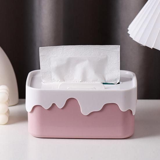Rectangular Tissue Box Holder with Lid Large Capacity Universal Fit Tissue Container Car Napkin Holder Case