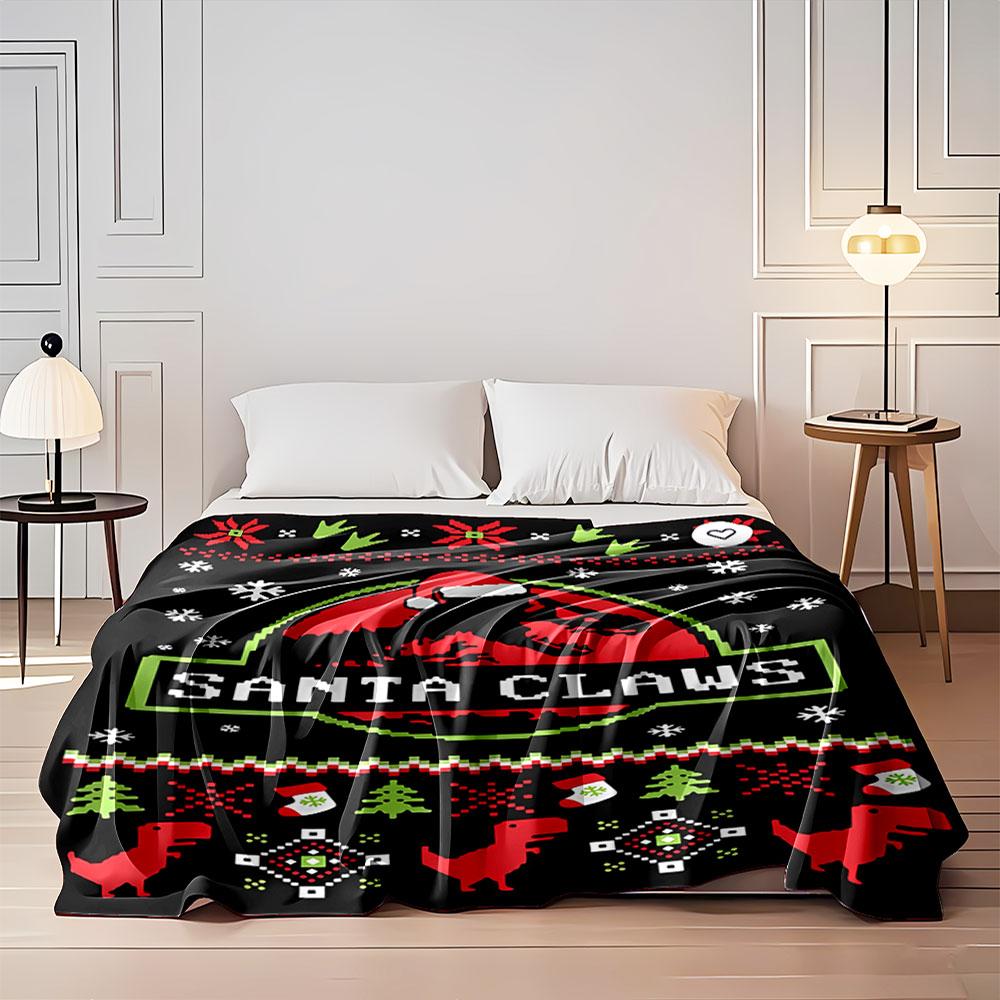 Santa Claws Dinosaur Blanket for all seasons blanket lunch break throw gift