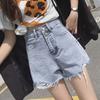 Pants Classic and Minimalist Fashion Versatile Summer High-waisted Women's Broken Holes Thin A-line Wide-leg Loose Sub Denim Shorts Individuality