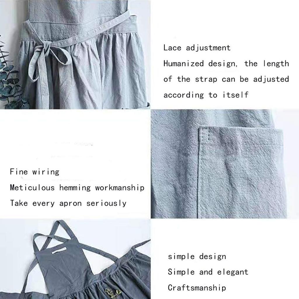 Классический фартук из хлопка и льна, водонепроницаемый, для садоводства, флористики, выпечки, кофейни, керамики, ручная работа, ресторана, кухни, повара, фартуки