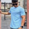 Summer Muscle Fitness Brothers Slim Fit Trendy Brand Short Sleeved Men's Shooting Star Pattern Solid Color T-shirt Training Round Neck T-Shirts Men’s