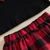 Citgeett Winter Christmas Kids Baby Girl Outfits Long Sleeve Bowknot Tops Plaid Skirt Xmas Clothes Set