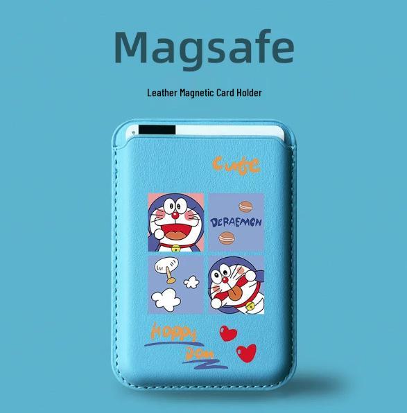 Doraemon MAGsafe Магнитный кожаный держатель для карт Чехол для телефона Apple