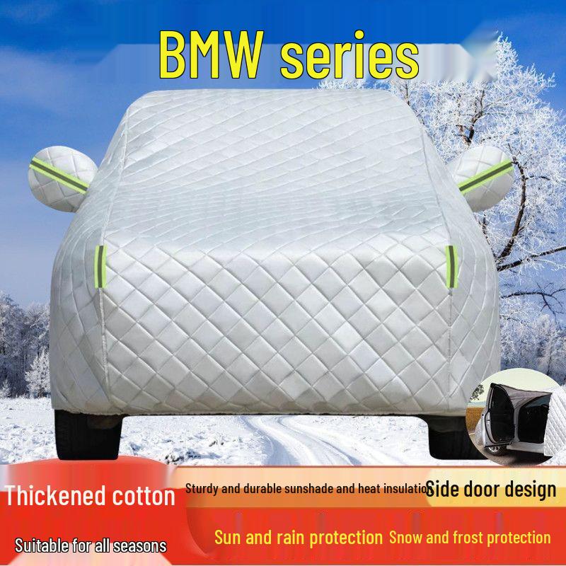 Чехол для автомобиля BMW: Подходит для 3 серии, 5 серии, X1, X3, X5, iX3 - Защита от солнца, дождя, града с использованием плотного стеганого хлопка