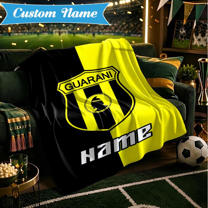 Custom Name Guarani Football Crest Blanket Lightweight Ideal Bedding Blanket Perfect for Travel, Camping, Living Rooms, Sofas, Christmas gift