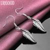 925 Sterling Silver Fashion Leaf Pendant Earrings Wedding Jewelry