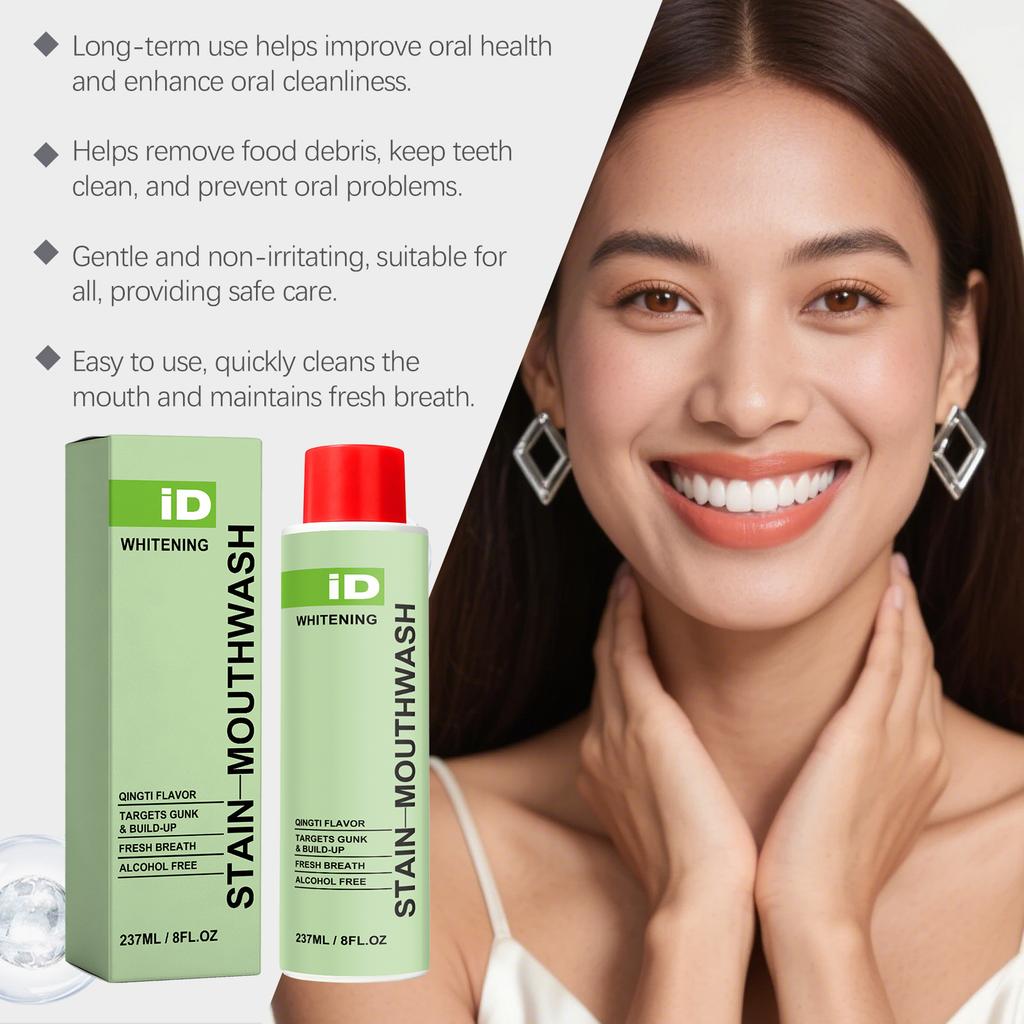 Freshening Mouthwash Green Grape Flavor Daily Teeth Stain Removal Fresh Breath Oral Care Portable 237ml