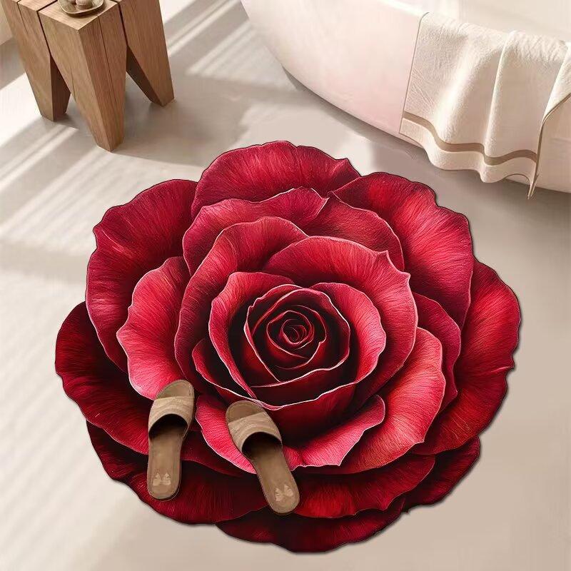 3D Цветочный Ковер Ванная Комната Впитывающий Бытовой Противоскользящий Грязеотталкивающий Легкий в Уходе Коврик для Ног