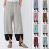 Женские однотонные свободные брюки из хлопка и льна в стиле пэчворк, повседневные брюки нестандартной формы