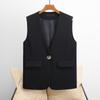 2025 Women's Slim V-Neck Sleeveless One-Button Vest - Spring/Autumn