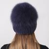 New Women Winter Luxury Real Rex Rabbit Fur Hat Knitted Rex Rabbit Fur Hat Top Natural Fox Fur Cap Genuine Fox Fur Beanies Hat