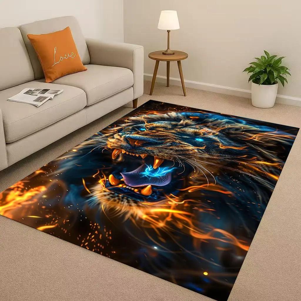 Классический Тигр Лев Зверь Искусство Мультфильм Гостиная Нескользящий Коврик Ковер Для Спальни Игровой Комнаты Дивана, Домашний Декор Придверный Коврик Подарок