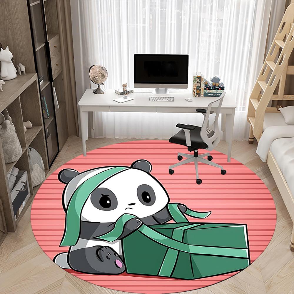 1pc Panda Package Office Round Area Rug, Indoor Mat Suitable For Office, Under Office Chairs Bedroom Living Room Home Decor, Room Deco, 071