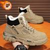 2025 Зимние теплые меховые ботинки для мужчин Плюшевые кожаные рабочие ботинки Мужские скейтбордические ботинки Высокие на платформе Повседневные кроссовки Толстая подошва Плоская подошва