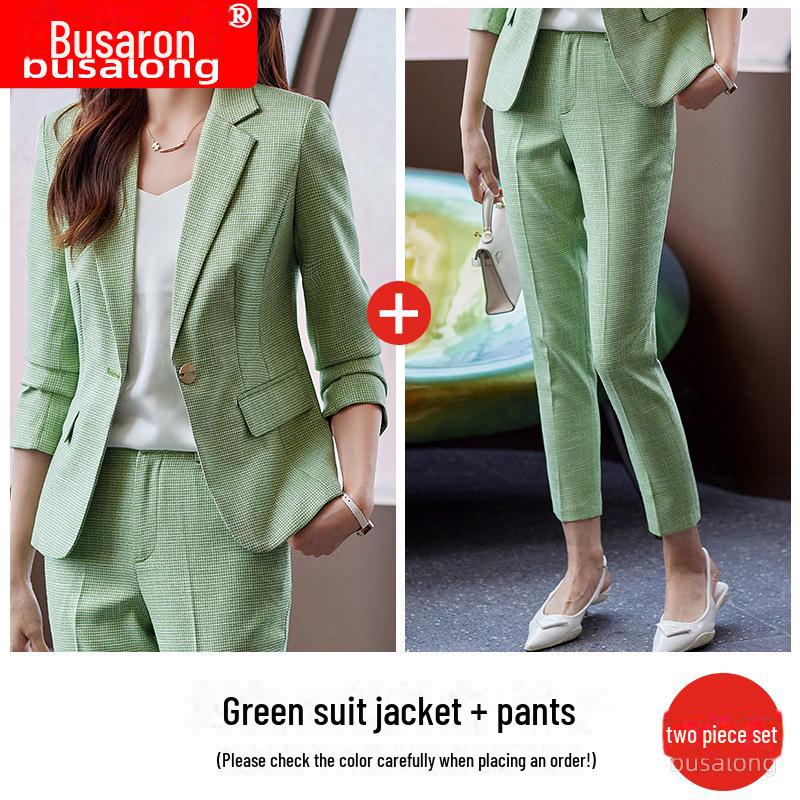 Busaron Women's Long-Sleeve Professional Suit and Trousers for Interviews and Sales Work