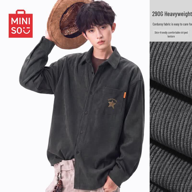 MINISO Мужская вельветовая рубашка с длинным рукавом