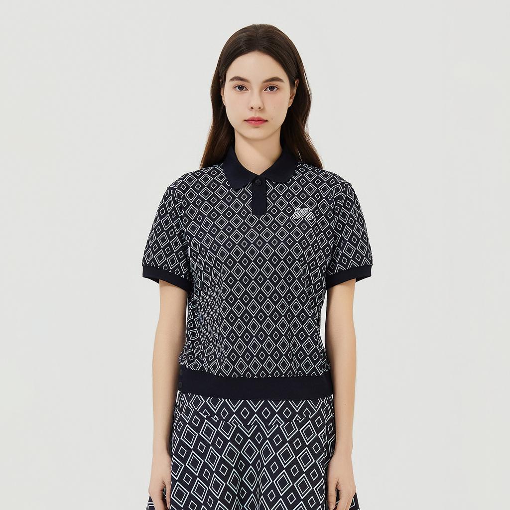 MARTINE GOLF Dtp Collar Half Polo Shirts_Navy