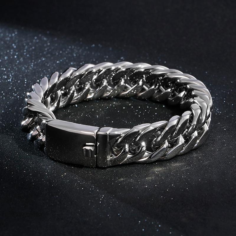 15 мм ширина нержавеющей стали классический звеньевой браслет-цепочка для мужчин роскошные браслеты байкерские хип-хоп ювелирные изделия
