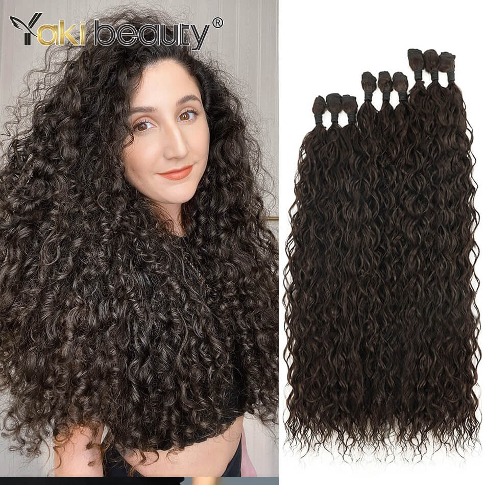 Synthetic Long Jerry Curly Bundles Organic Fiber Curly Natural Hair Extensions 20 24 28Inch Ombre Color 9Pcs Heat Resistant Wave