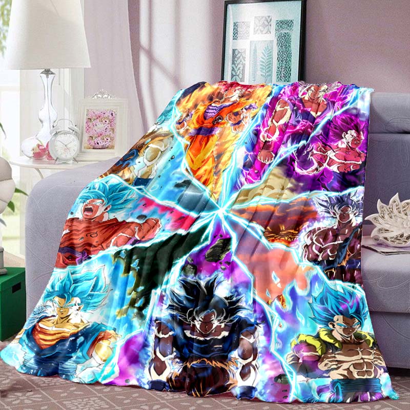 Dragon Ball Print Blanket Warm Comfortable Flannel Blanket for Bedrooms, Sofas, Beds, Chairs, Picnics, Travel -LXR17