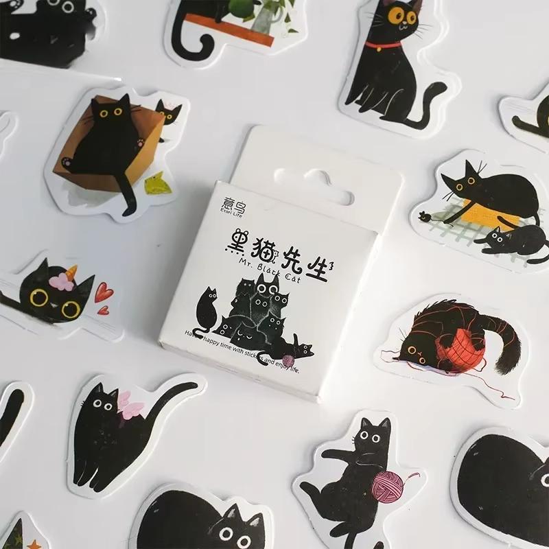 Наклейки Kawaii Black Cat Предметы Украшения DIY Наклейки Справочники В Коробке Милые Наклейки Корейские Канцелярские Товары