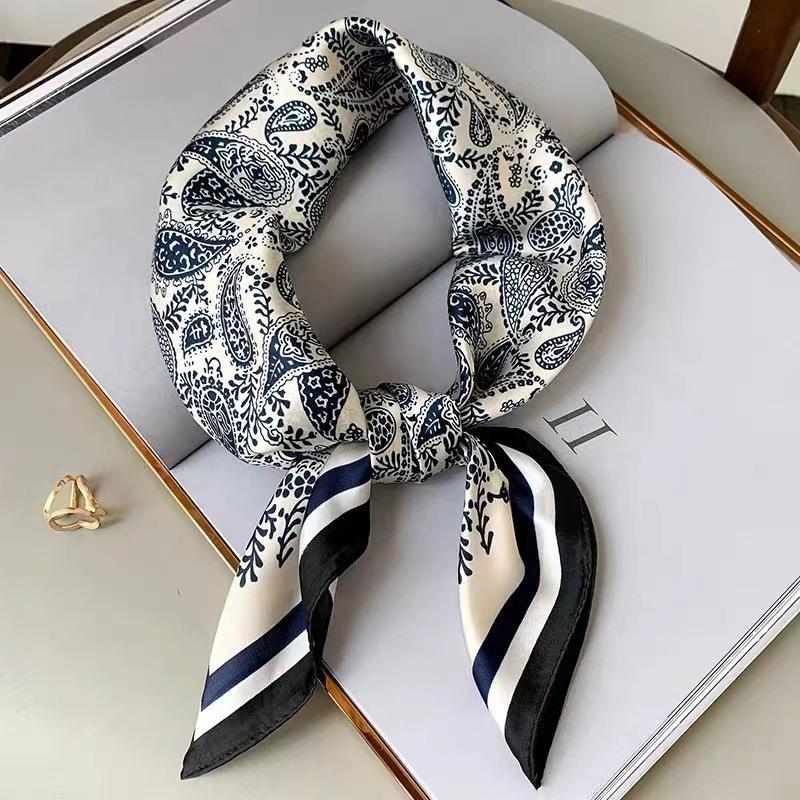 New Silk Scarf Women's Korean-Style High-Grade 70cm Square Scarf Spring and Summer Fashionable Stylish Decorative Scarf Thin Small Square Towel