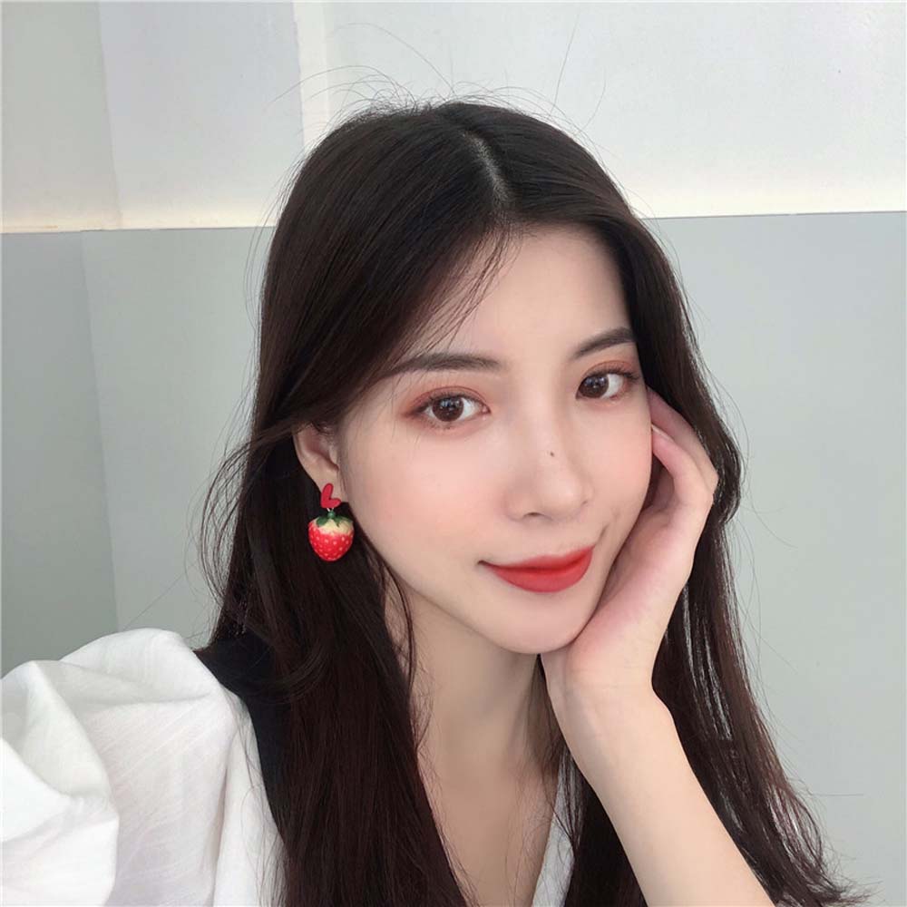 Sweet Lovely Girls Strawberry Heart Cute Fashion Jewelry Ear Stud Earrings Dangle Earrings
