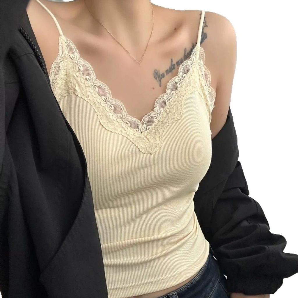 Новая хлопковая кружевная майка с кружевной спинкой, французская нить, фиксированные чашки, присборенные женские топы с V-образным вырезом