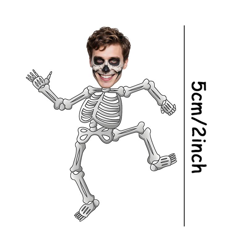 20 шт. Наклейка с черепом на заказ, Персонализированная наклейка с скелетом, Смешная этикетка, Бумажные наклейки с пользовательским лицом, Принадлежность для Хэллоуин-вечеринки