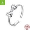 925 Sterling Silver Cross-Border Bow Open Ring Fashionable Sweet Ring Women'S Niche High-End Light Luxury