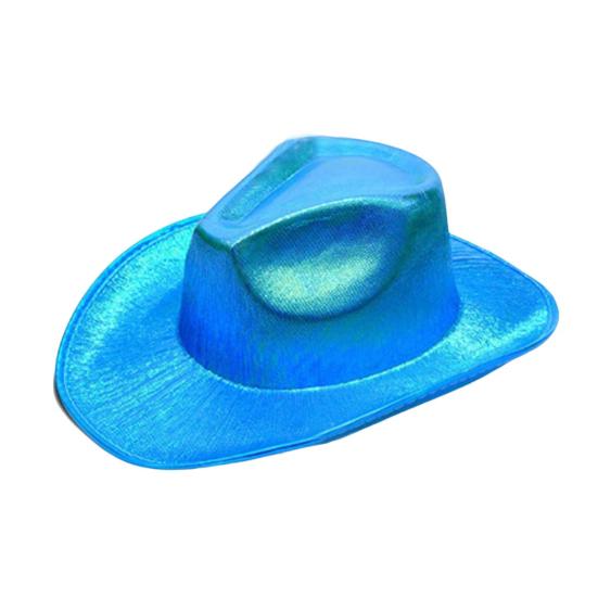 Women Party  Hat Bright Color Concave Top Wide Brim Glossy Surface Cosplay Dress-up Costume Dance Show Props Western Cowboy Hat Headwear