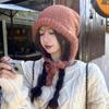 Однотонная женская вязаная шапка, зимняя защита ушей, теплая толстая вязаная шапка
