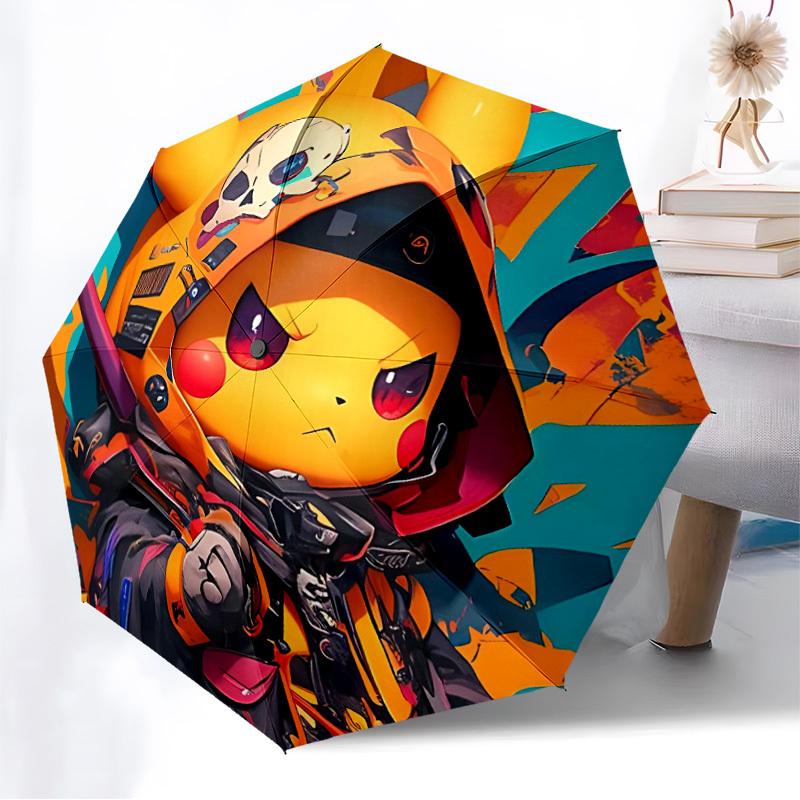 1pc Pikachu Helmet Automatic Folding Umbrella - Compact 8-Rib Design, Durable Plastic & Iron, Lightweight for Outdoor Daily Use,  a0929194