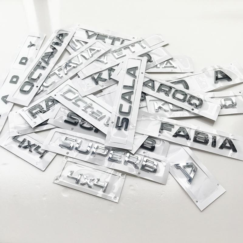 swpzb8 Glossy Black Letters ABS Car Emblem for SUPERB OCTAVIA FABIA KAMIQ KAROQ KODIAQ RAPID YETI 4x4 Trunk Nameplate Logo Sticker