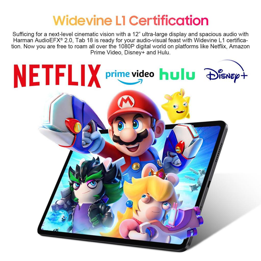 Blackview Планшет Tab 18, 12 дюймов, 8 ГБ + 256 ГБ, 16 МП, 2,4K, FHD+, дисплей, 8800 мАч, аккумулятор Widevine L1, MTK Helio G99, 33 Вт.