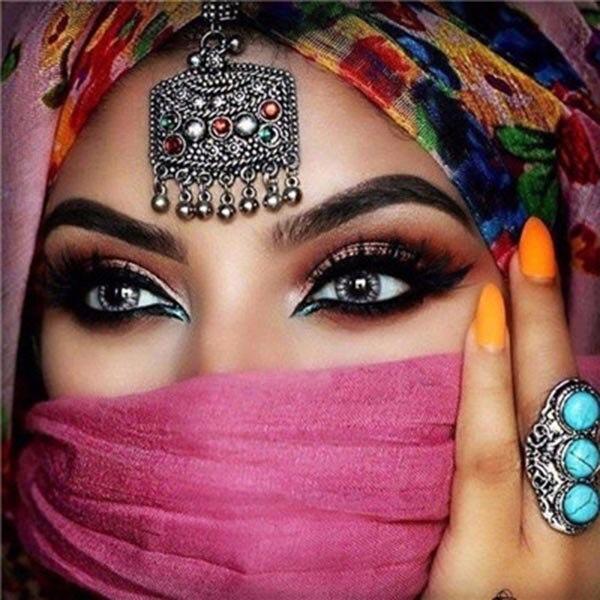 Полный круглый дрель мусульманский 5D DIY Алмазная картина «Женщина в маске» Вышивка крестиком 3D Домашний декор