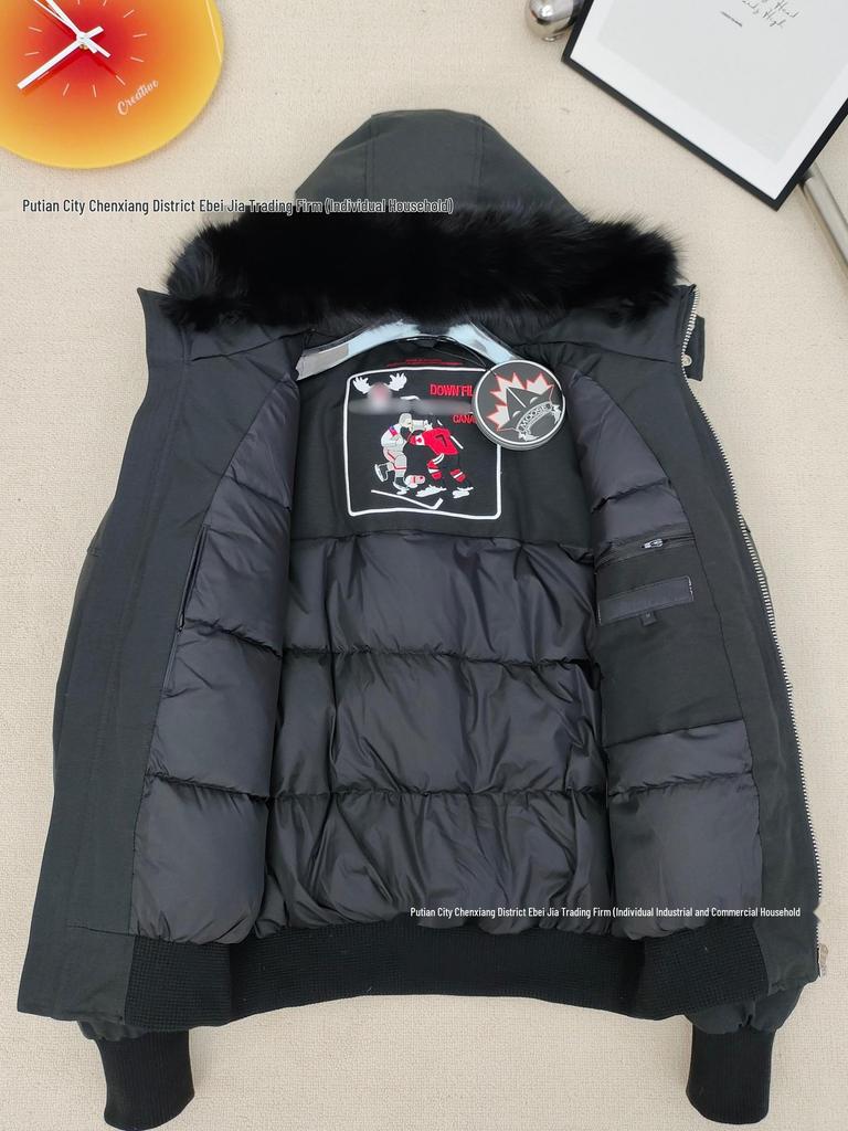 Cross MOOSE Men's Model 02 Bomber Jacket, Small - 3Q Fox Fur Thickened Down Coat