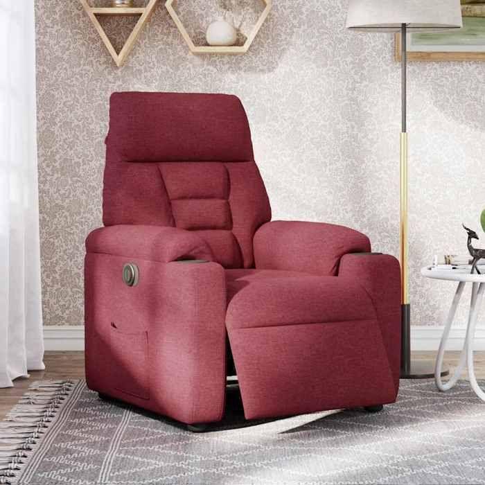 VidaXL Electric Recliner Bordeaux Red Fabric 3303015
