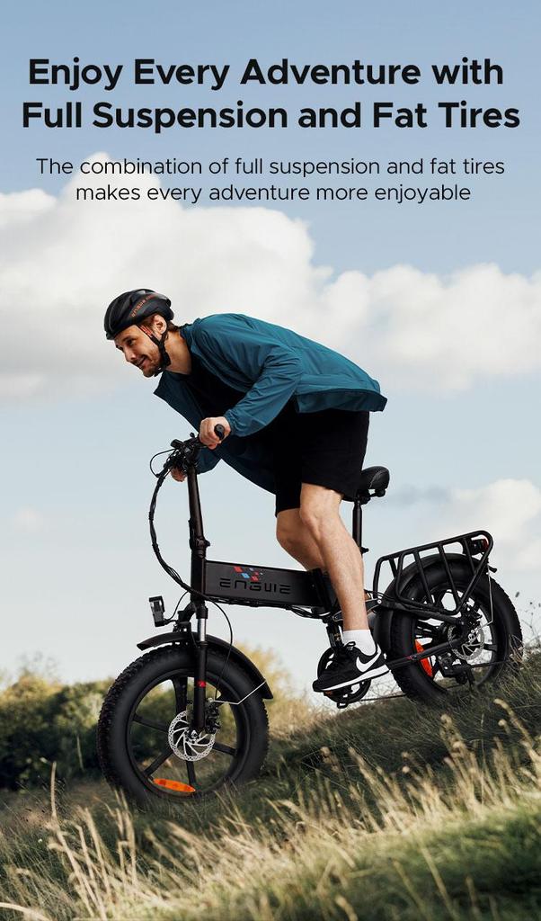 ENGWE ENGINE X 250W Electric Bike - 42km/h, 120km Range, 20" Fat Tire E-Bike with 7-Speed Gears