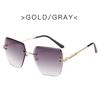 Trendy Polygonal Gradient Men Sunglasses New Frameless Cut Edge Sunglasses for Women Sunscreen and Shading Sunglasses