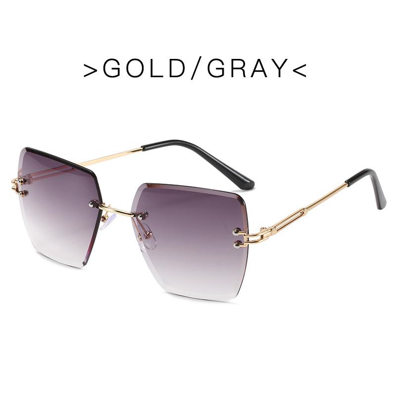 Trendy Polygonal Gradient Men Sunglasses New Frameless Cut Edge Sunglasses for Women Sunscreen and Shading Sunglasses
