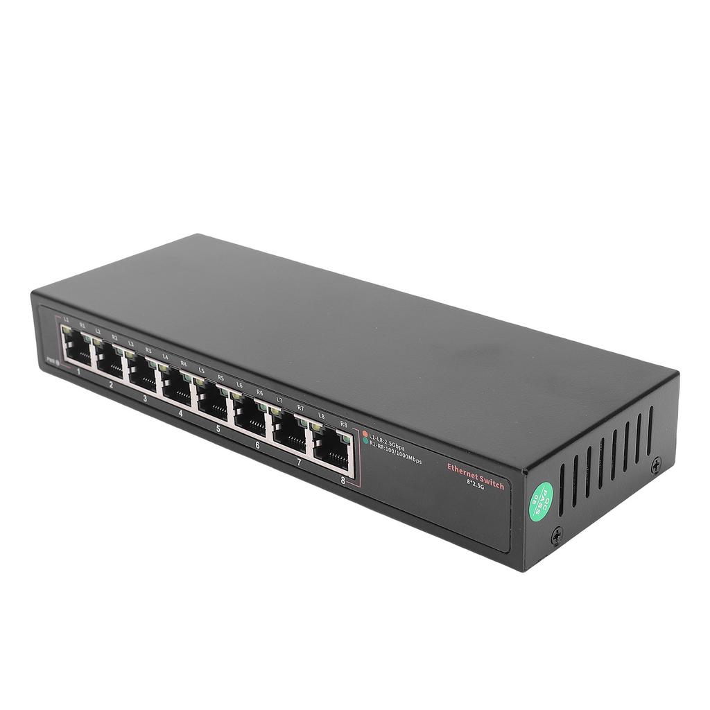 8 Port 2.5G Gigabit Ethernet Switch 100 1000 2500Mbp RJ45 Port 40Gbps Capacity Network Switch for Home Offices Bedrooms