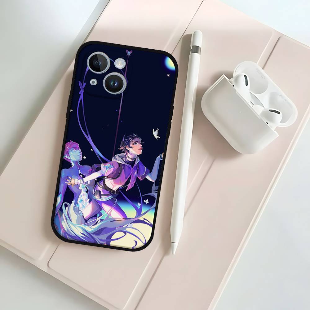 Милый C-Clove V-ValorantS Чехол для телефона Чехол для телефона Для IPhone 17 16 15 14 13 12 11 X XR XS Plus Pro Max Mini Мягкий Черный Чехол