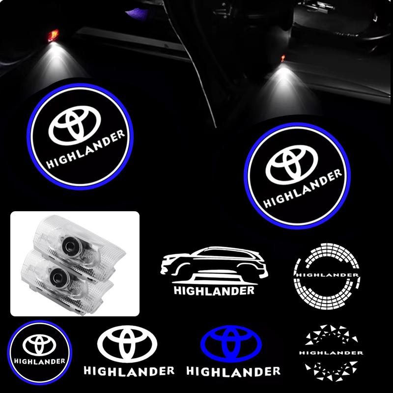 2 шт. Для Toyota Highlander 2007-2021, Светодиодная подсветка дверей при приветствии, Проекционный свет, Напольный свет, Предупреждающий свет двери
