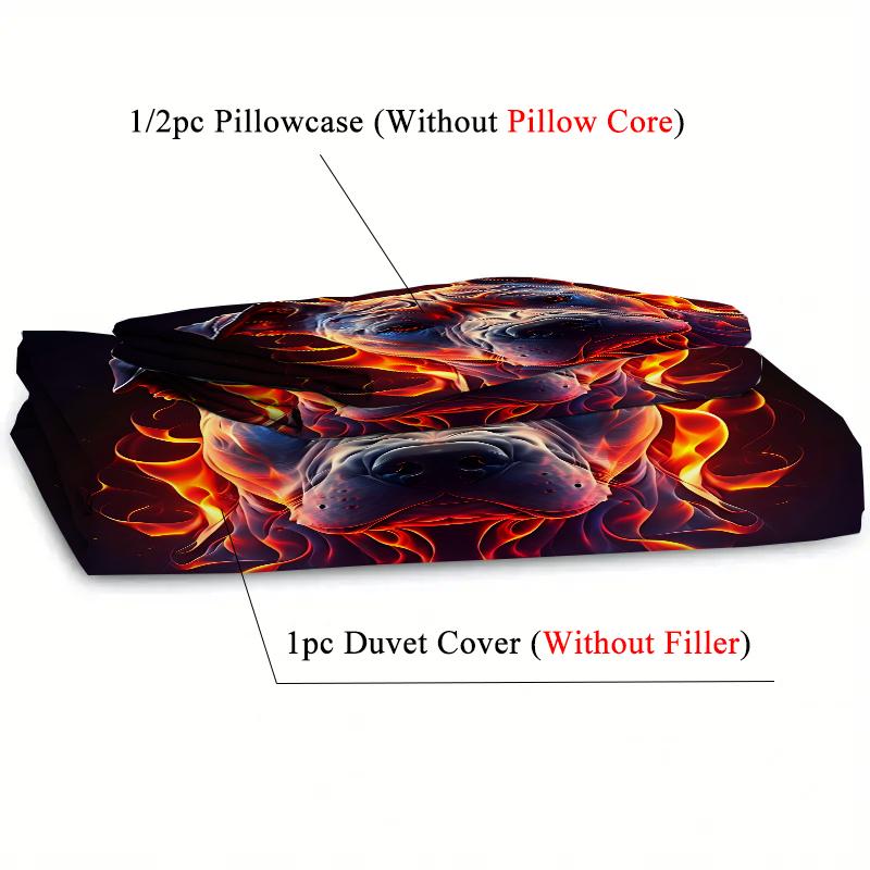 Крутой Пес Пламя 3D Печатный Пододеяльник Наволочка Мягкий Полиэстер Постельные Принадлежности Аксессуары Домашний Декор Животная Тема Комплекты Пододеяльников